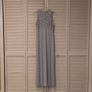 Long sleeveless baby blue cocktail dress